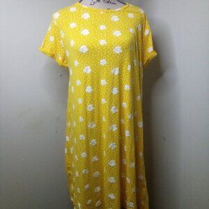 Thyme & Honey Dress Women S Short Sleeve Textured Pattern Yellow White